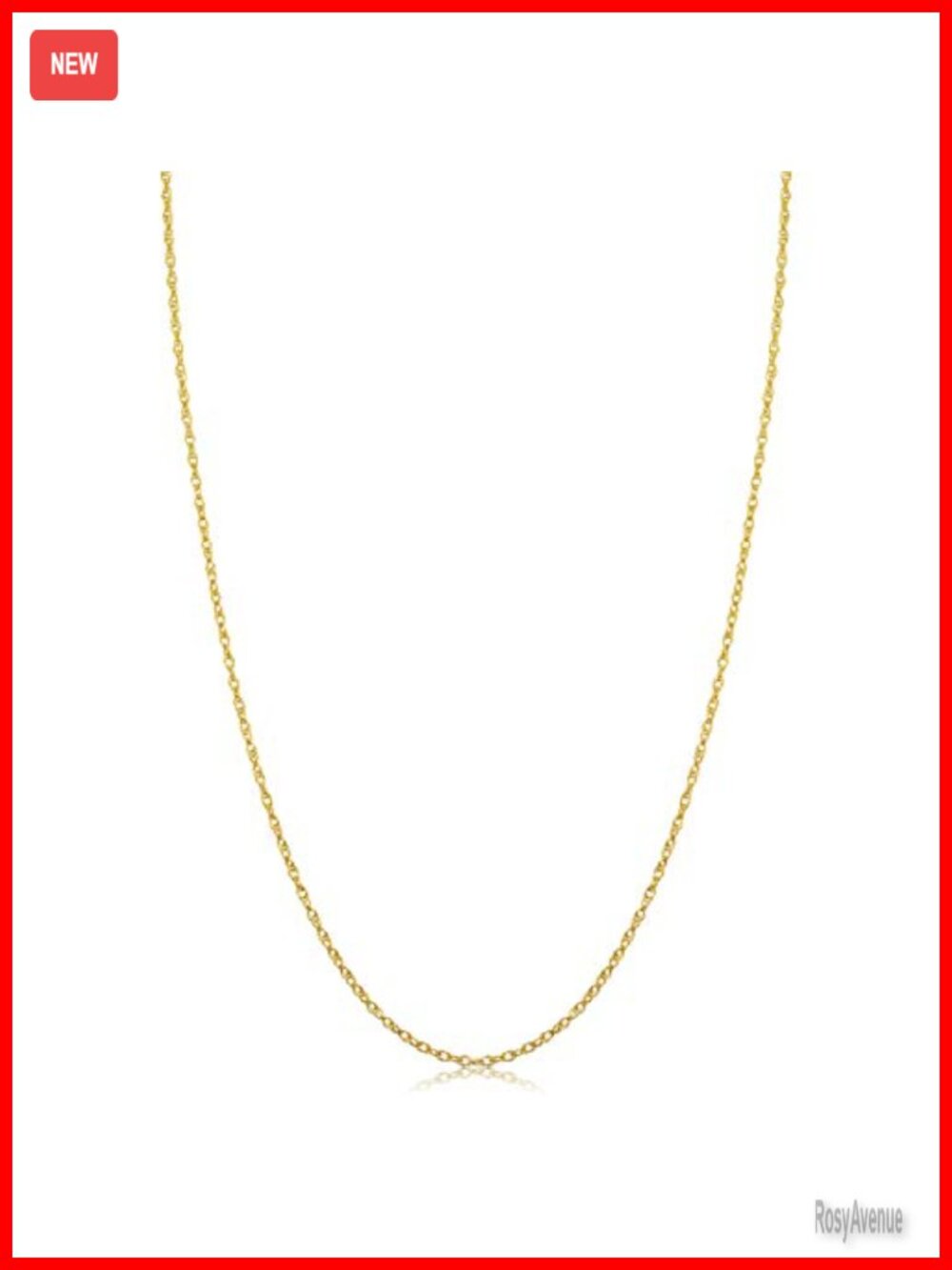 14K Yellow Gold Rope Chain Necklace for Women 20 Inch Spring Ring Clasp